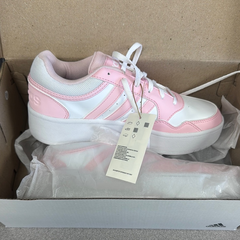 Adidas Women's Pink and White Sneakers